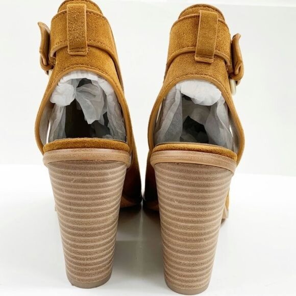 Marc Fisher Vega Sandal Leather Upper Suede Construction Block Heel Size 9.5 - Picture 5 of 15